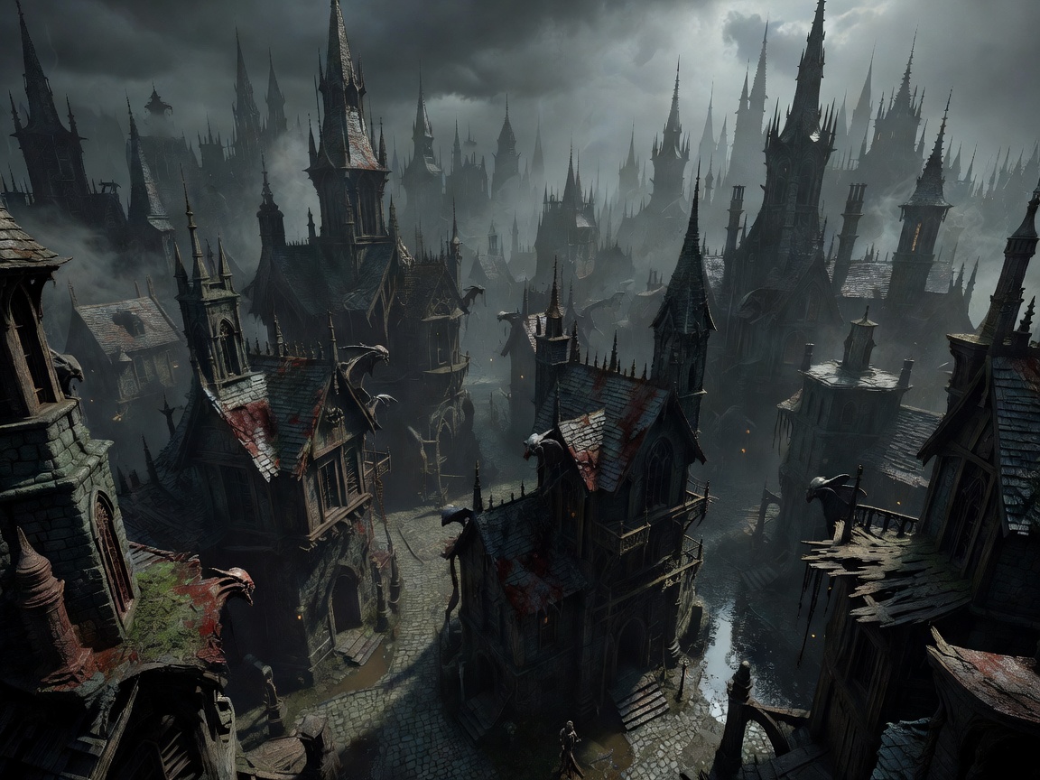 Gothic Dark Fantasy Architecture Bloodborne Inspired